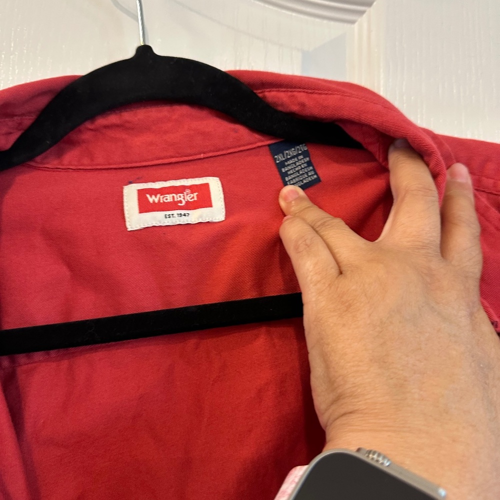Used red short sleeve shirt